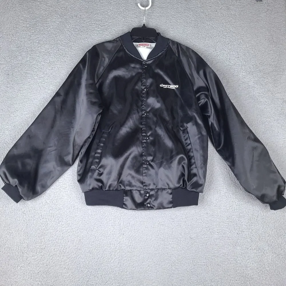 Vintage Hartwell Jacket Mens Large Black USA Made Bomber Nylon Whiteco‎ Metrocom